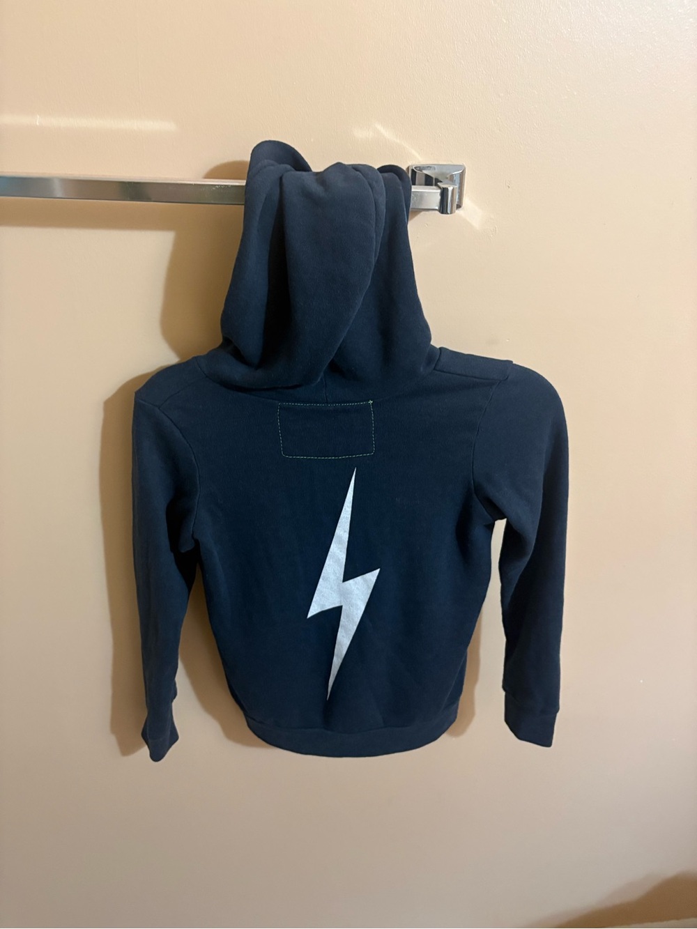 Aviator Nation Kids’ Bolt Print Zip Hoodie in Charcoal/White - Picture 5 of 5